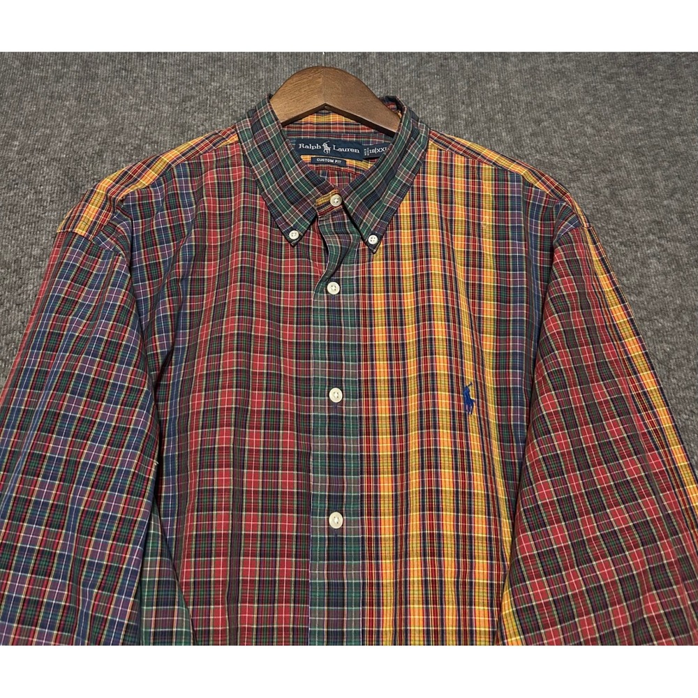 Ralph lauren custom fit button down shirt long sleeve indian madras size 2XL